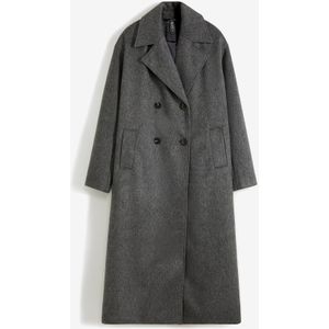 Lange oversized jas in wollen look met dubbele knopen