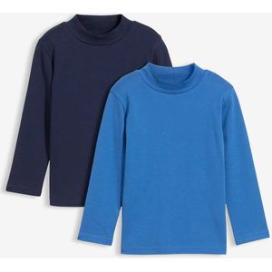 Longsleeve van biologisch katoen met een opstaande kraag (set van 2)
