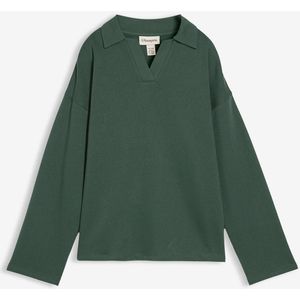 Sweater van biologisch katoen met gebreide polokraag