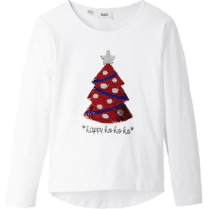Longsleeve - Katoen - Meisjes - Ronde Hals - Kerstprint met Omkeerbare Pailletten