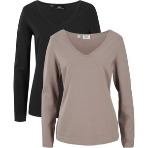 Longsleeve met V-hals (set van 2)