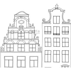 Estahome Amsterdamse Grachtenhuizen Behang Zwart / Wit
