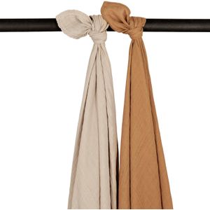 Meyco Swaddle Inbakerdoek - Uni - 2 Stuks - Sand / Toffee