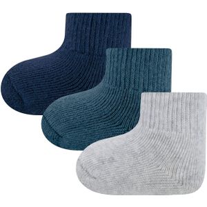 Ewers Uni Babysokjes - 3-Pack - One Size - Blauw/Grijs