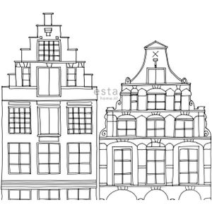 Estahome Amsterdamse Grachtenhuisjes Behang Zwart / Wit