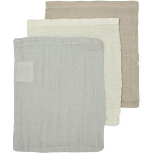 Meyco Washandjes - Uni - Offwhite / Light Grey / Sand - 3 Stuks