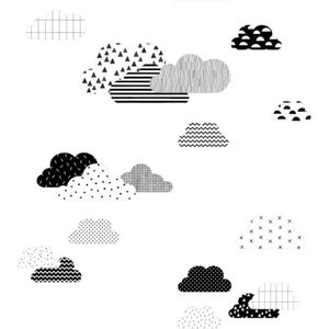 Estahome Wolken Fotobehang  - 1,5 x 2,79 m - Zwart / Wit