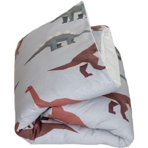 Studio Ditte Dekbedovertrek - Dinosaurus - 120 x 150 cm - Lichtgrijs