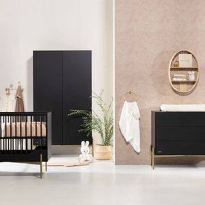 Kidsmill Boutique Babykamer Zwart / Brass | Commode + Kast 2-Deurs