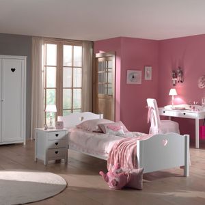 Vipack Amori Kinderkamer Wit | Bed 90 x 200 cm + Bureau + Kast 3-Deurs