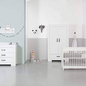 Kidsmill Brent Babykamer Wit | Bed 60 x 120 cm + Commode + Kast 2-Deurs