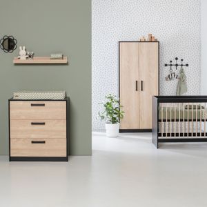 Europe Baby Nova Babykamer Zwart Eiken | Commode + Kast