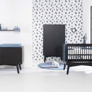 Kidsmill Sixties Babykamer Zwart Mat | Bed 70 x 140 cm + Commode + Kast 2-Deurs