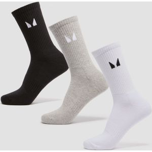 MP Unisex Crew Socks (3 Pack) - White/Black/Grey Marl - UK 2-5