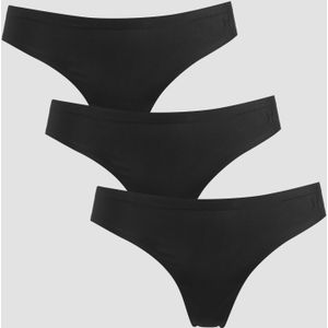 MP Women's Mid Rise No VPL Thong (3 Pack) - Black - XS