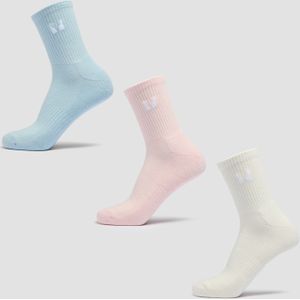 MP Uniseks halfhoge sokken (drie stuks) - Katoen/babyroze/babyblauw - UK 9-11