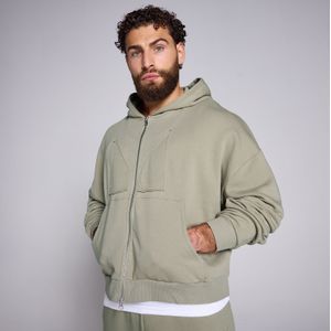 MP hoodie met tweewegrits en opgestikt motief voor heren  - Donkersaliegroen - XS