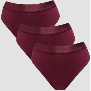 MP middelhoog bikinibroekje voor dames (verpakking met 3 stuks) - Donkerbessenrood - XS