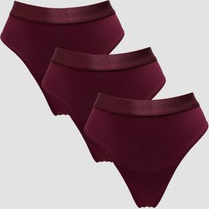 MP middelhoge string voor dames (verpakking met drie stuks) - Donkerbessenrood - XS