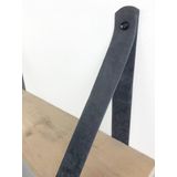 Steigerhout wandplank gebruikt 75 x 20 cm inclusief leren riemen antraciet