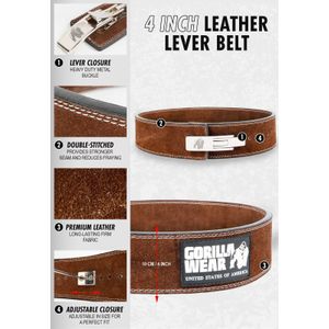 Gorilla Wear 4 Inch Leather Lever Belt - Black - S/M