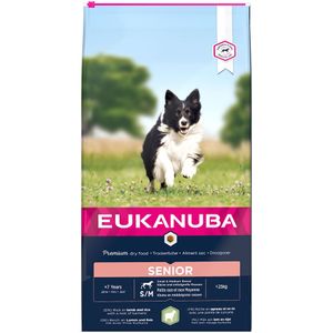 Dubbelpak: 2 Grote Zakken Eukanuba Mature & Senior Hondenvoer - Senior Small & Medium Breed Lam & Rijst (2 x 12 kg)