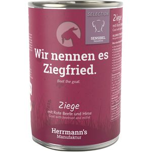 12x 400g Herrmann's Selection Sensitive Geit Geit met Biologische Bieten & Biologische Gierst Hondenvoer Nat