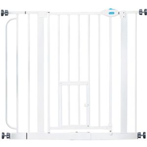 Carlson Hek Pet Gate met Kattendeur wit H: 76,2cm x B: 73,66 - 92,71cm