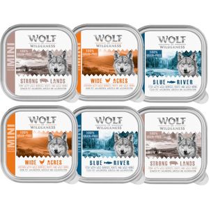 24x150g Adult Bowl Mix Pack: Kip, Vis, Varkensvlees Wolf of Wilderness natvoer voor honden.