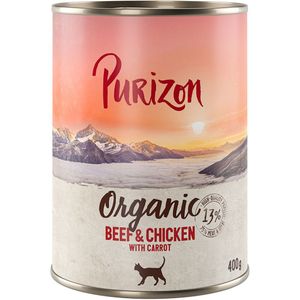 Voordeelpakket: Purizon Organic 24 x 400 g - Rund en Kip met Wortel