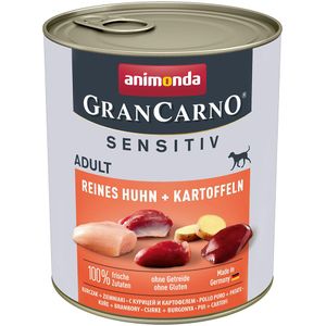 6x 800g animonda GranCarno Adult Sensitive Pure Kip & Aardappelen Honden Natvoer