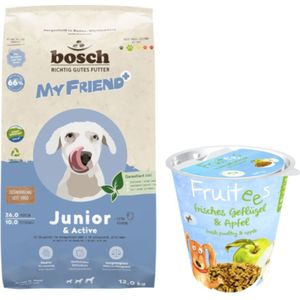 My Friend 12 kg droogvoer  Gratis Bosch Fruitees 200g - 12 kg Dog Junior & Active