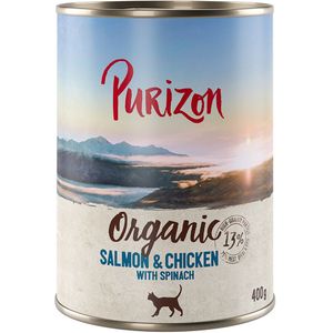 12x400g Adult Organic Zalm & Kip met Spinazie Purizon Kattenvoer