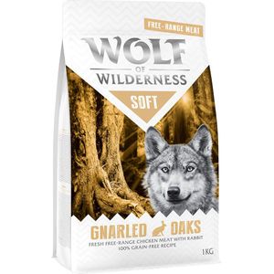 Speciale prijs: 2 x 1 kg Wolf of Wilderness Graanvrij Droogvoer voor Honden - Soft - Gnarled Oaks - Scharrelkip & Konijn