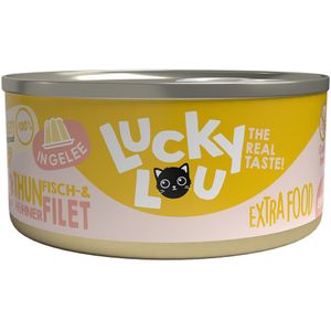 18x 70g Lucky Lou Extrafood in Gelei Tonijn & Kip nat kattenvoer