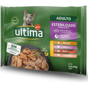 38  10 gratis! 48 x 85 g Ultima Kattenvoer - Sterilized: Vlees selectie