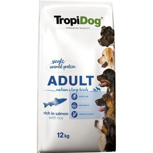 12kg Tropidog Premium Adult Medium & Large Zalm droogvoer voor honden