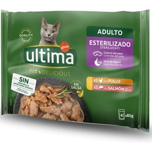 Ultima Cat Sterilized 48 x 85 g Kattenvoer - Kip en Zalm