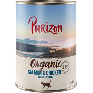 Voordeelpakket: Purizon Organic 24 x 400 g - Zalm en Kip met Spinazie