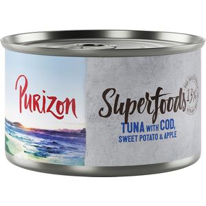 Purizon Superfoods 24 x 140 g - Tonijn met kabeljauw, zoete aardappel en appel
