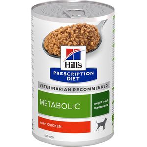 10 2 gratis! Hill's Prescription Diet Hond natvoer z/d, i/d, Meta & k/d  -  Metabolic Hondenvoer met Kip (12 x 370 g)