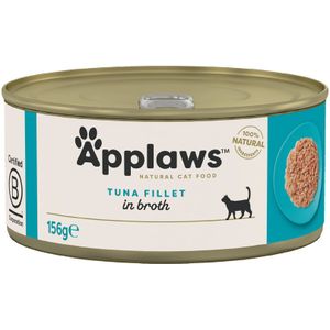 6x156g in Bouillon Tonijnfilet Applaws Kattenvoer