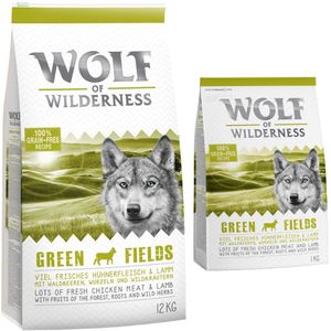 12  2 kg gratis! 14 kg Wolf of Wilderness droogvoer - Green Fields - Lam - 12  2 kg gratis! 14 kg