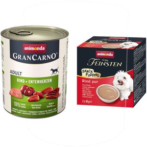 animonda GranCarno 24 x 800g  Animonda Pudding gratis! - Rund & Eendenhart (24 x 800 g)  Snack Pudding Rund Puur (3 x 85 g)