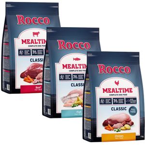 3 x 1 kg Rocco Mealtime - gemengd probeerpakket voor een Voordeelprijs! Hondenvoer - Rund, Kip, Vis - 3 x 1 kg