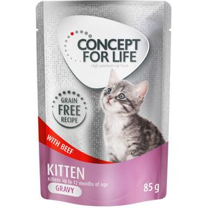 Concept for Life graanvrij 12 x 85 g Kattenvoer voor een probeer prijs! - Kitten Rund in Saus