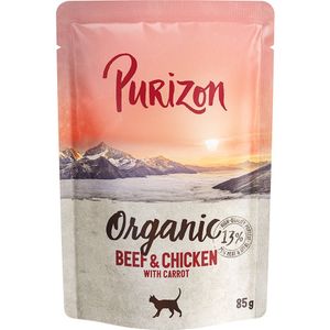 22  2 gratis Purizon Katten Natvoer! - Organic: Rundvlees en kip met wortel