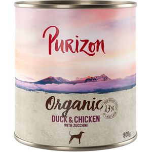 Voordeelpakket Purizon Organic 24 x 800 g - Eend en kip met courgette