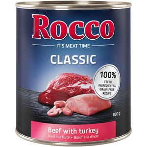 Voordeelpakket Rocco Classic 24 x 800 g Hondenvoer - Rund met Kalkoen