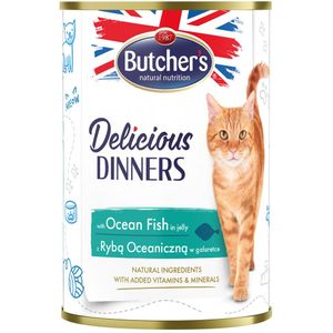 24x 400g Butcher's Delicious Dinners kattenvoer met zeevis natvoer
